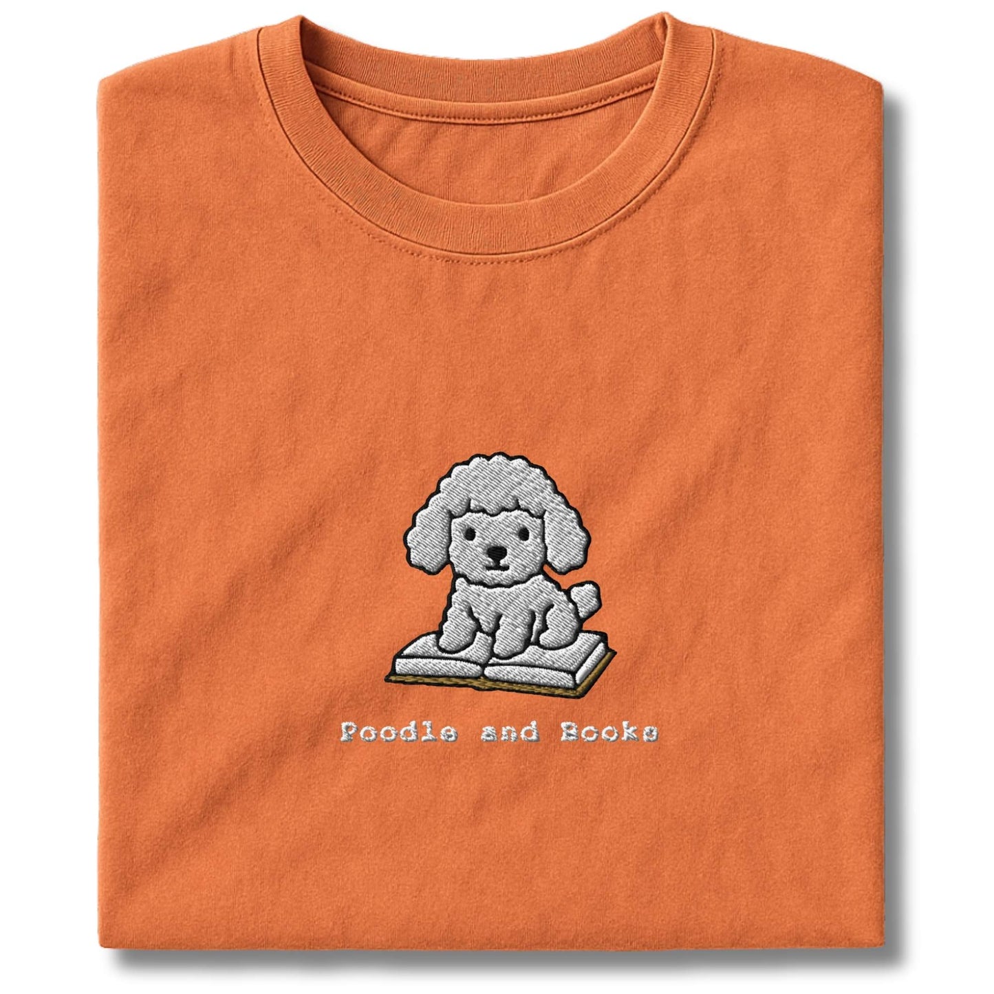 Embroidered Poodle And Books T-Shirt