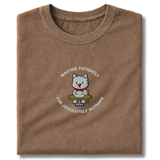 Embroidered Westie Waiting T-Shirt