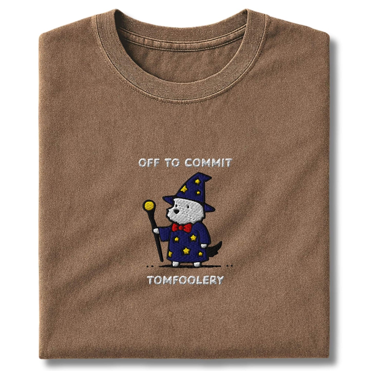 Embroidered Westie Off To Commit Tomfoolery T-Shirt