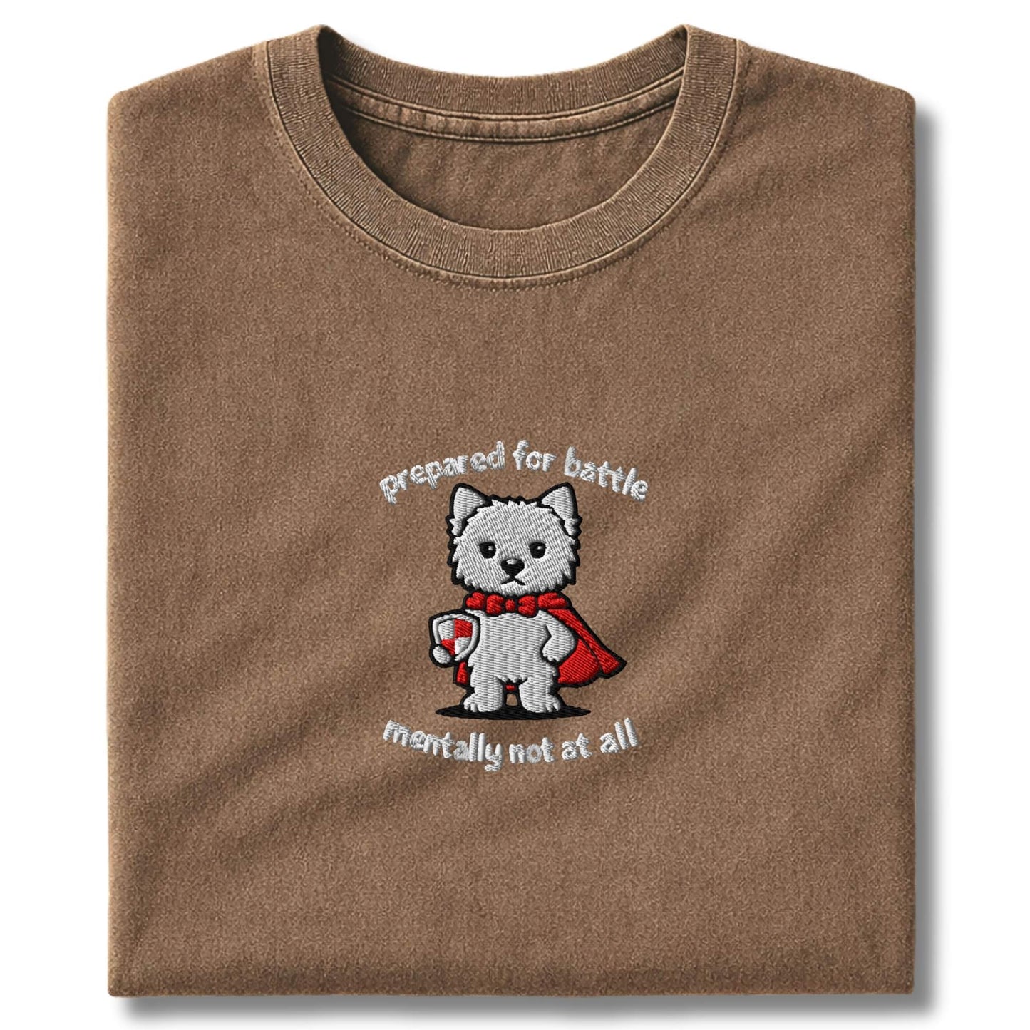 Embroidered Westie Prepared For Battle T-Shirt