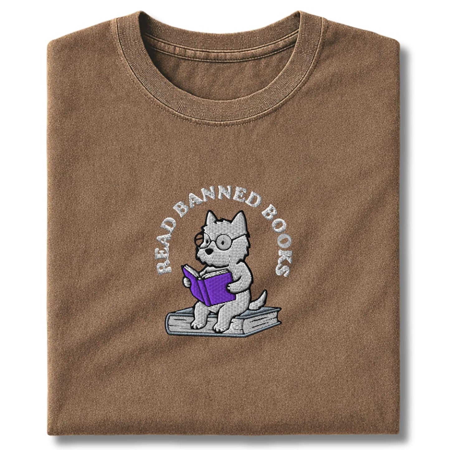 Embroidered westie Read Banned Books T-Shirt