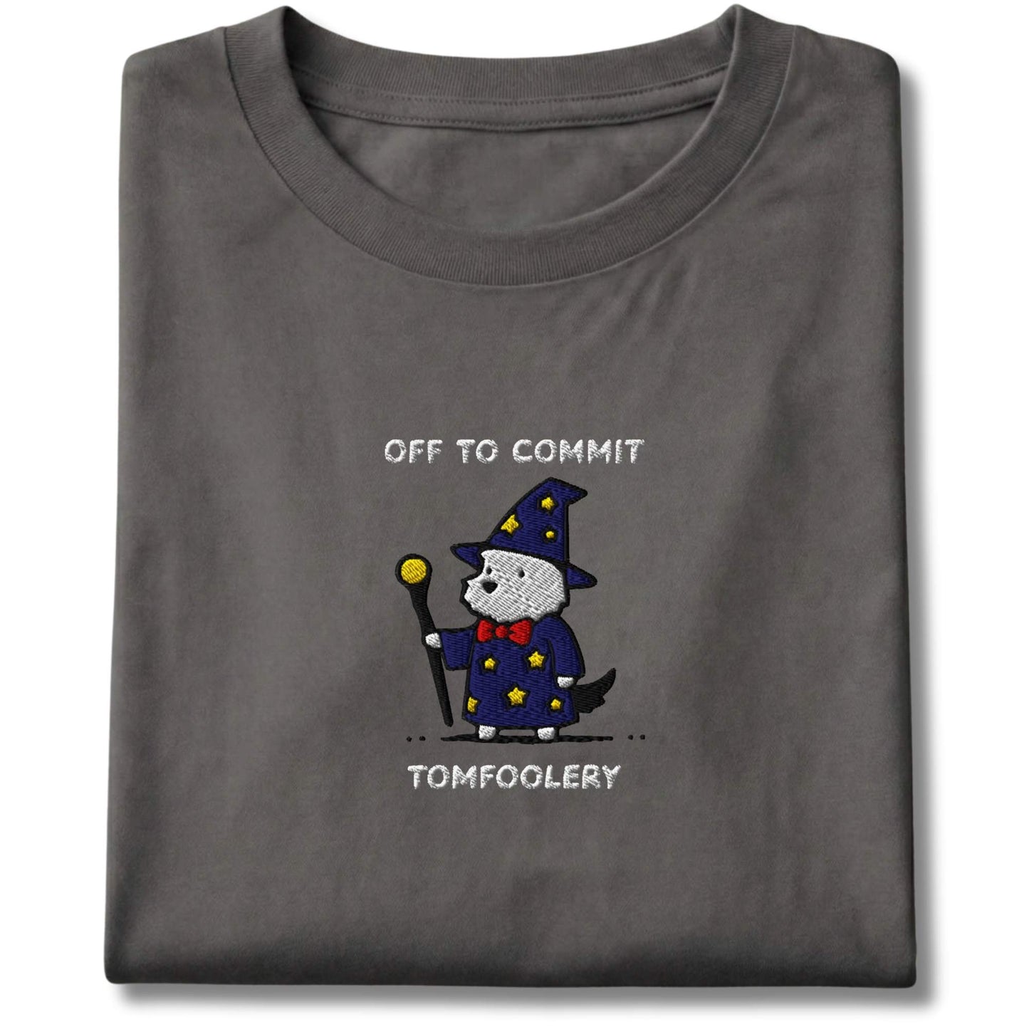 Embroidered Westie Off To Commit Tomfoolery Tee