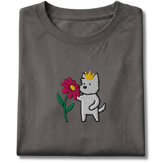 Embroidered Westie and Flower Tee