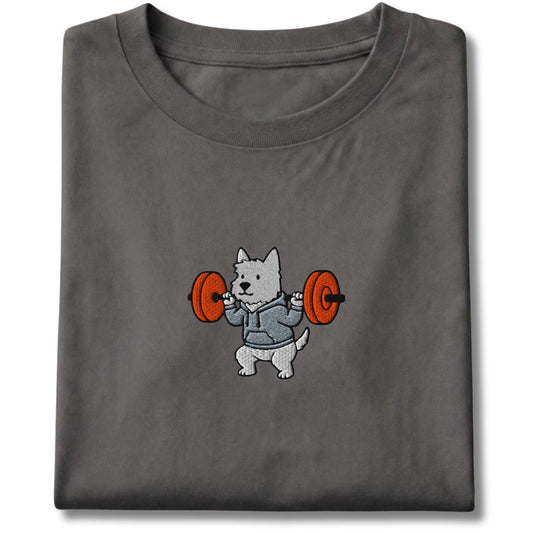 Embroidered Westie Bar Squat Tee