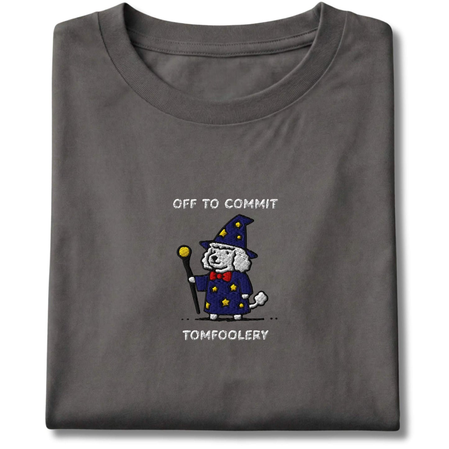 Embroidered Poodle Off To Commit Tomfoolery Tee