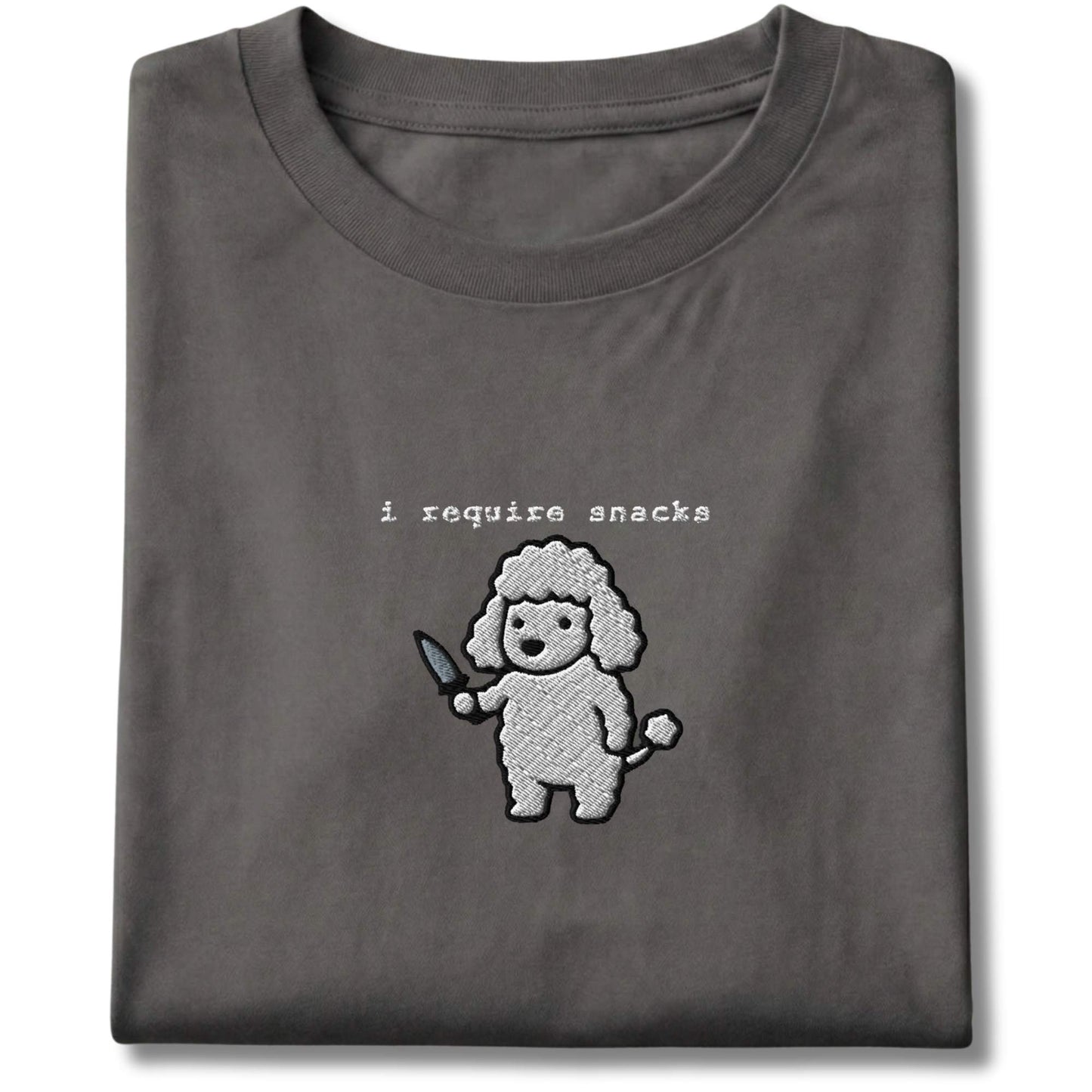 Embroidered Poodle I Require Snacks Tee