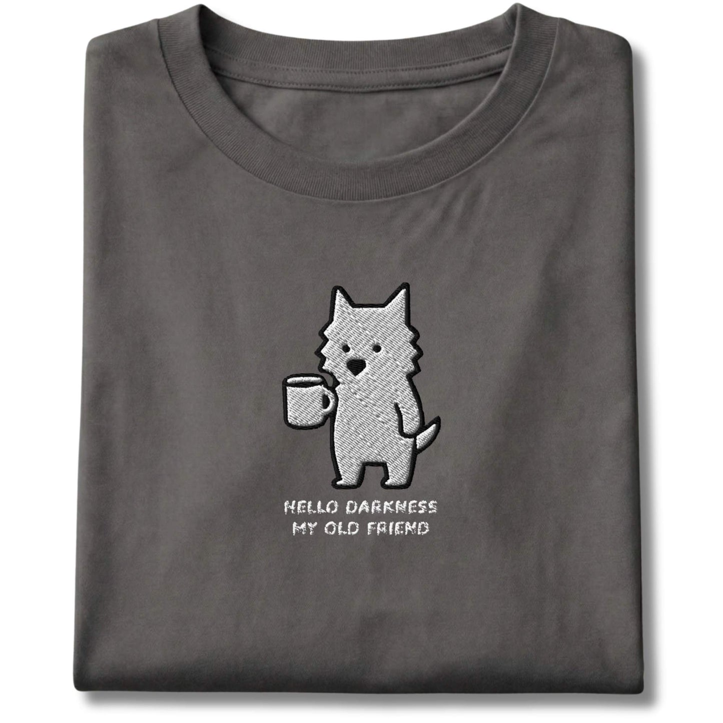 Embroidered Westie Hello Darkness My Old Friend Tee