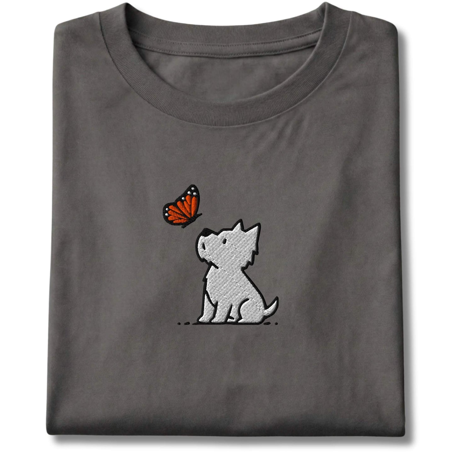 Embroidered Westie And Butterfly Tee