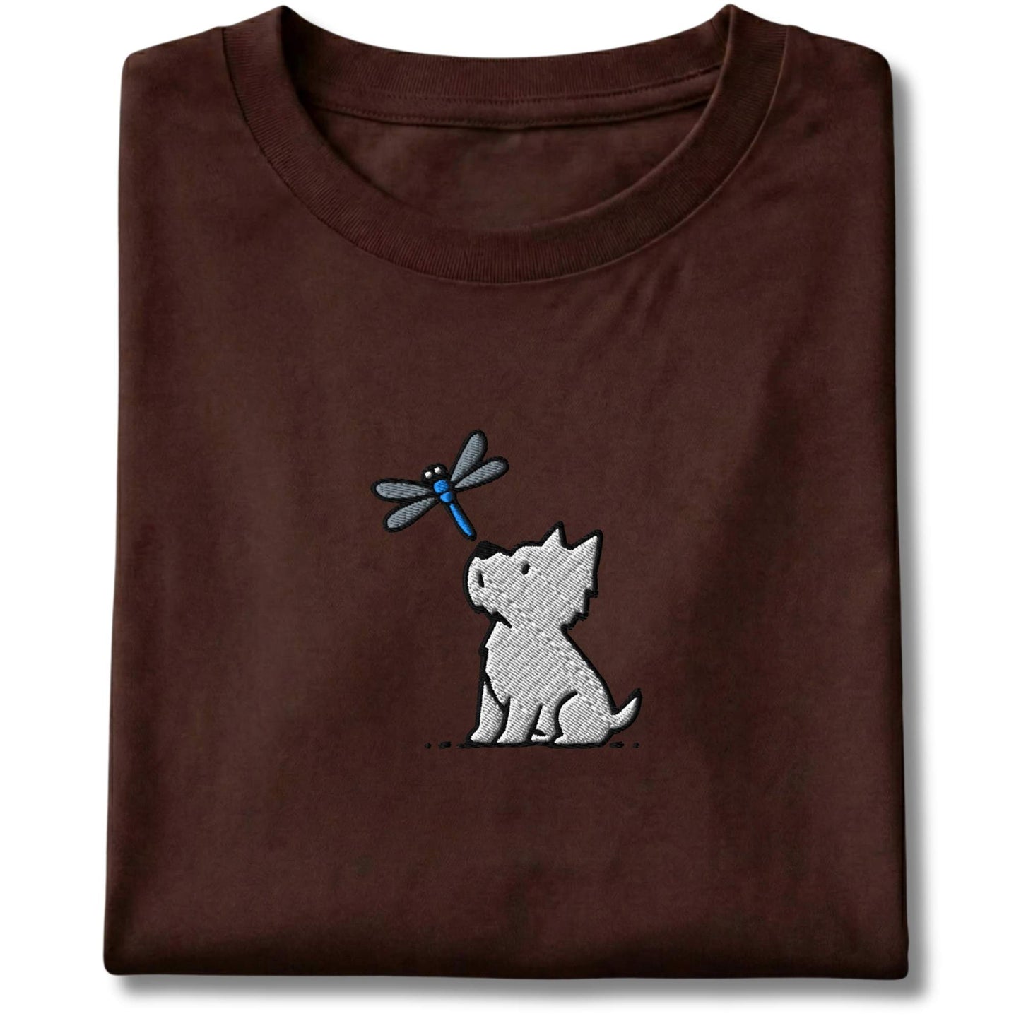 Embroidered Westie and Dragonfly Tee