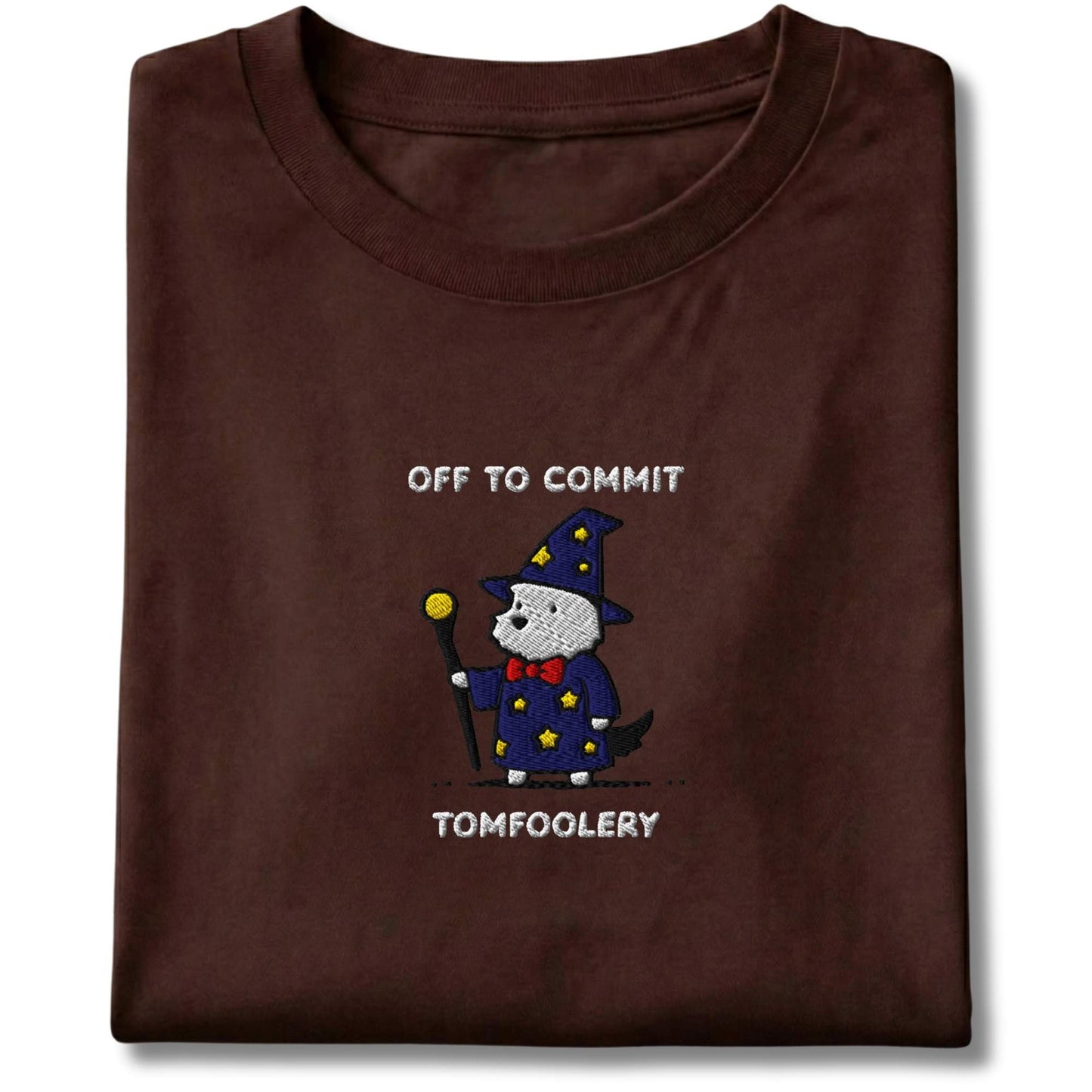 Embroidered Westie Off To Commit Tomfoolery Tee