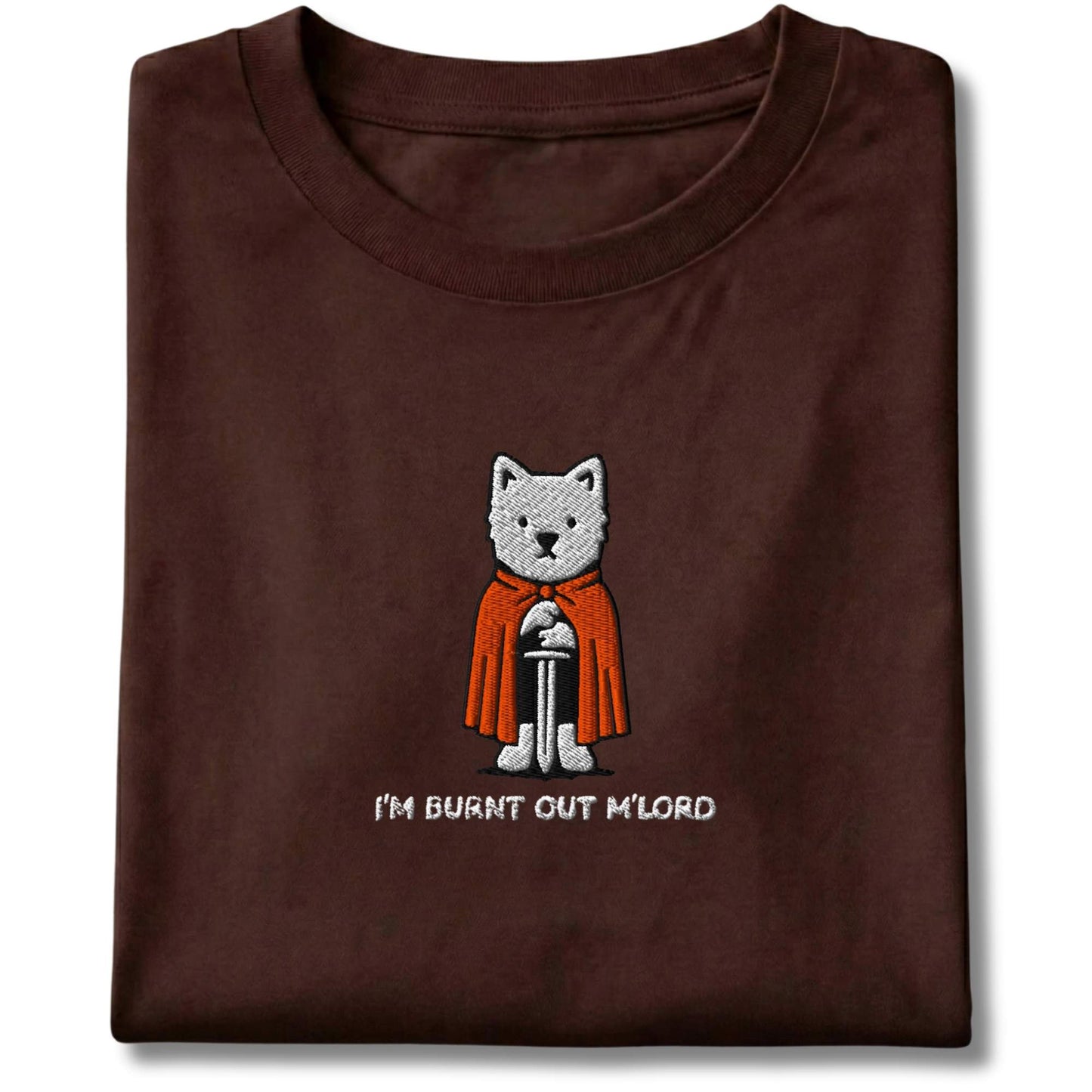 Embroidered Westie I'm Burnt Out M'Lord Tee