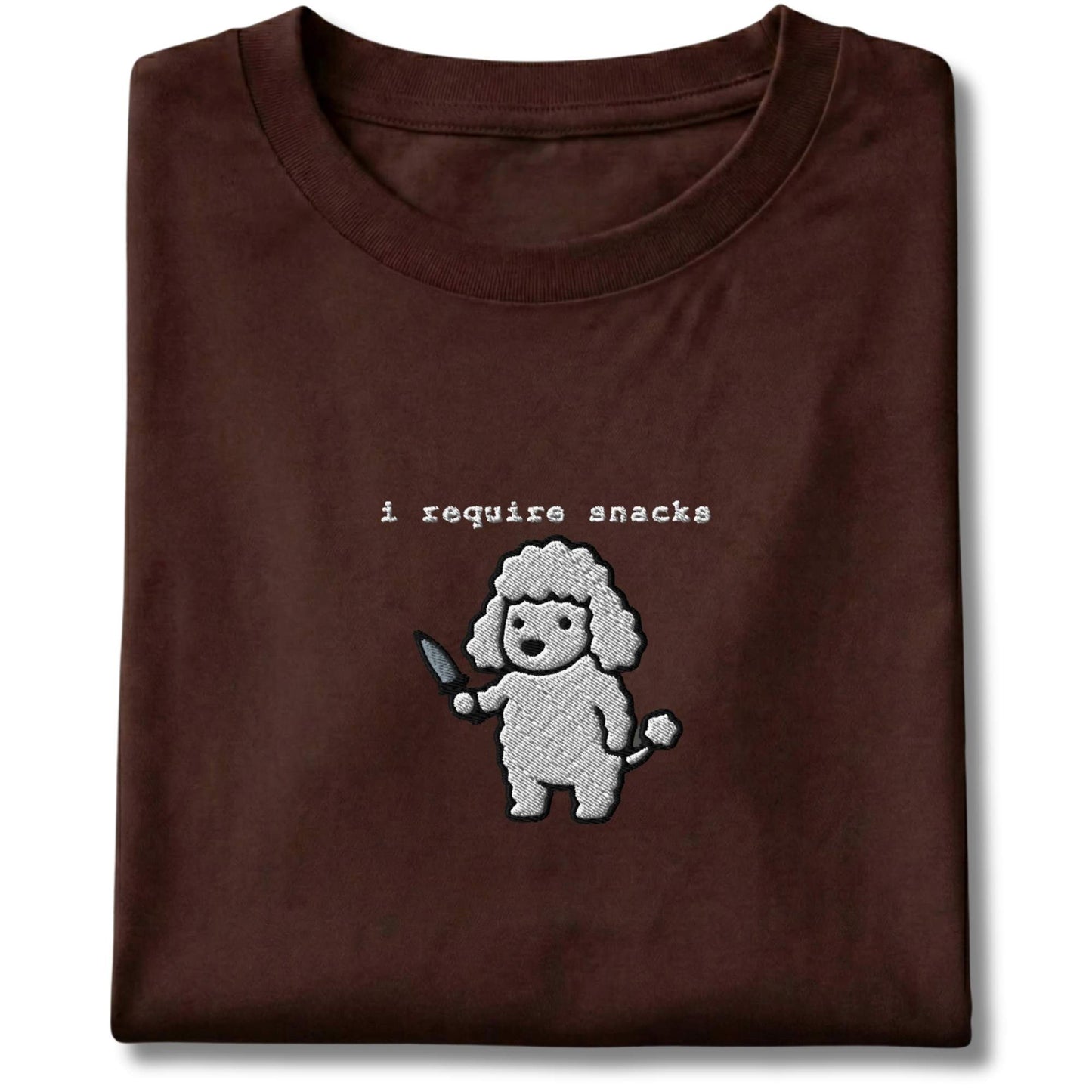 Embroidered Poodle I Require Snacks Tee