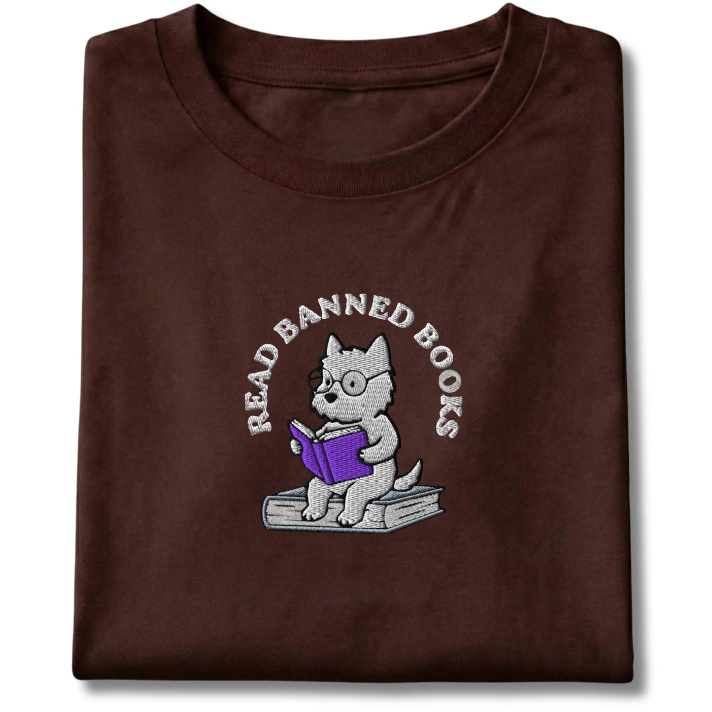 Embroidered westie Read Banned Books Tee