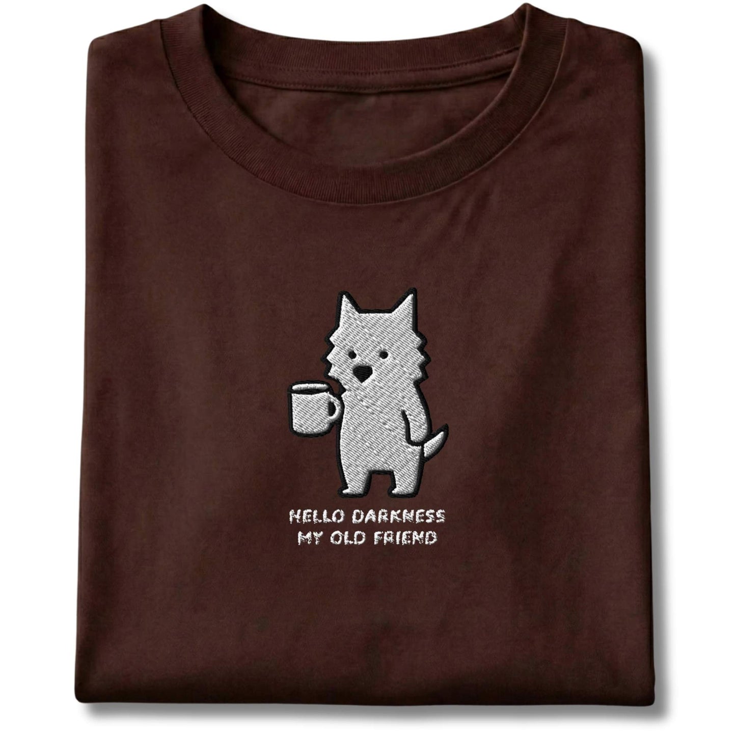 Embroidered Westie Hello Darkness My Old Friend Tee