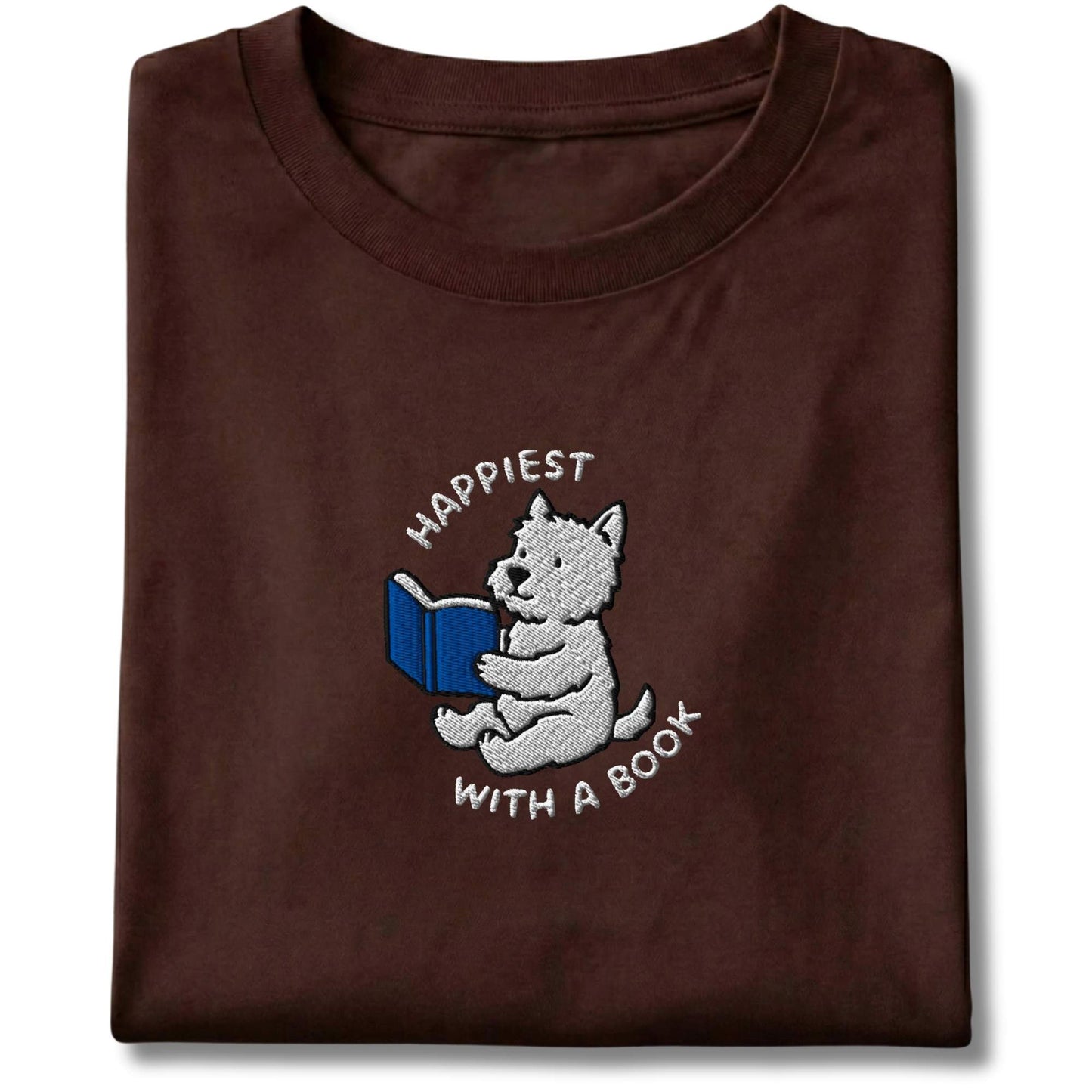 Embroidered Westie With A Book Tee