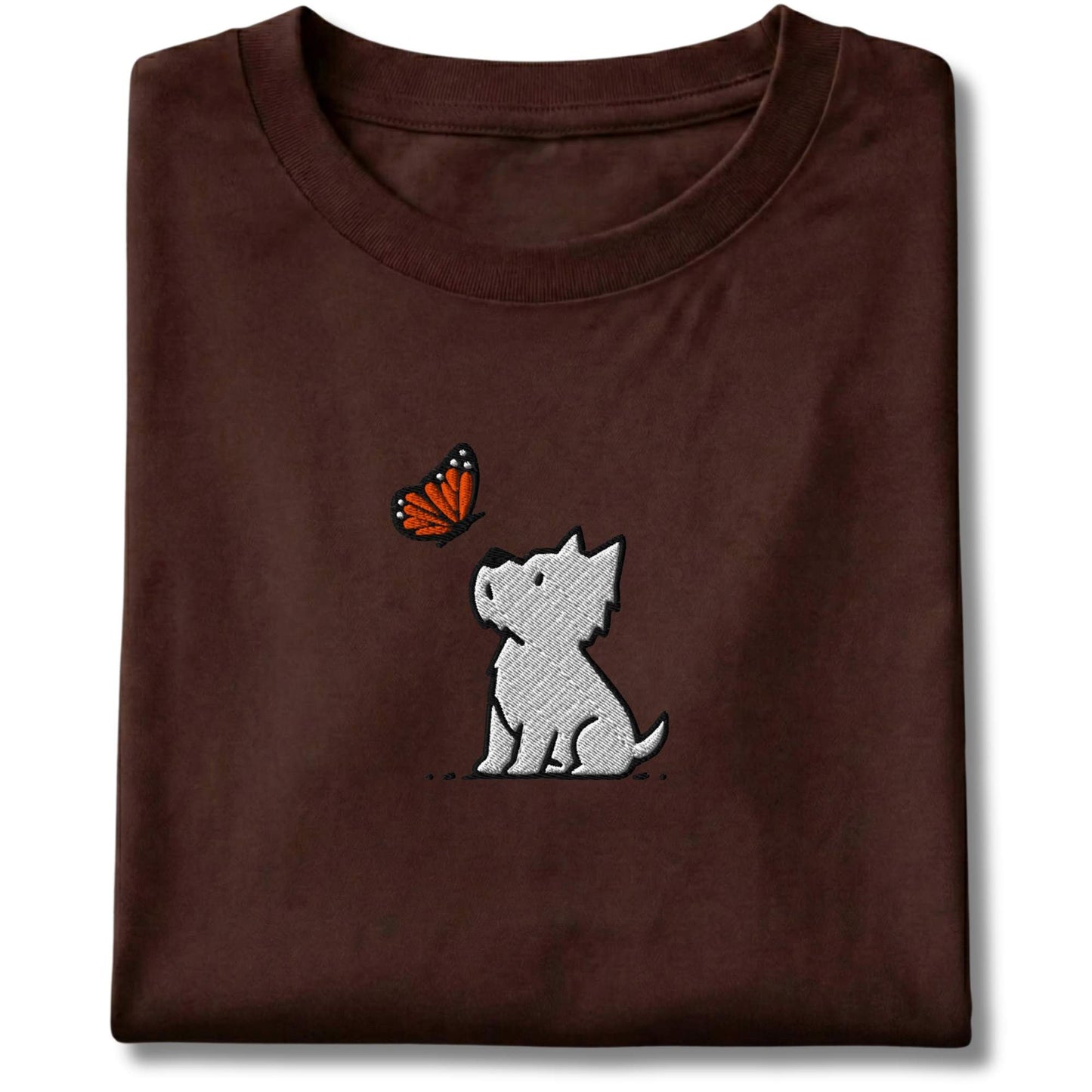 Embroidered Westie And Butterfly Tee