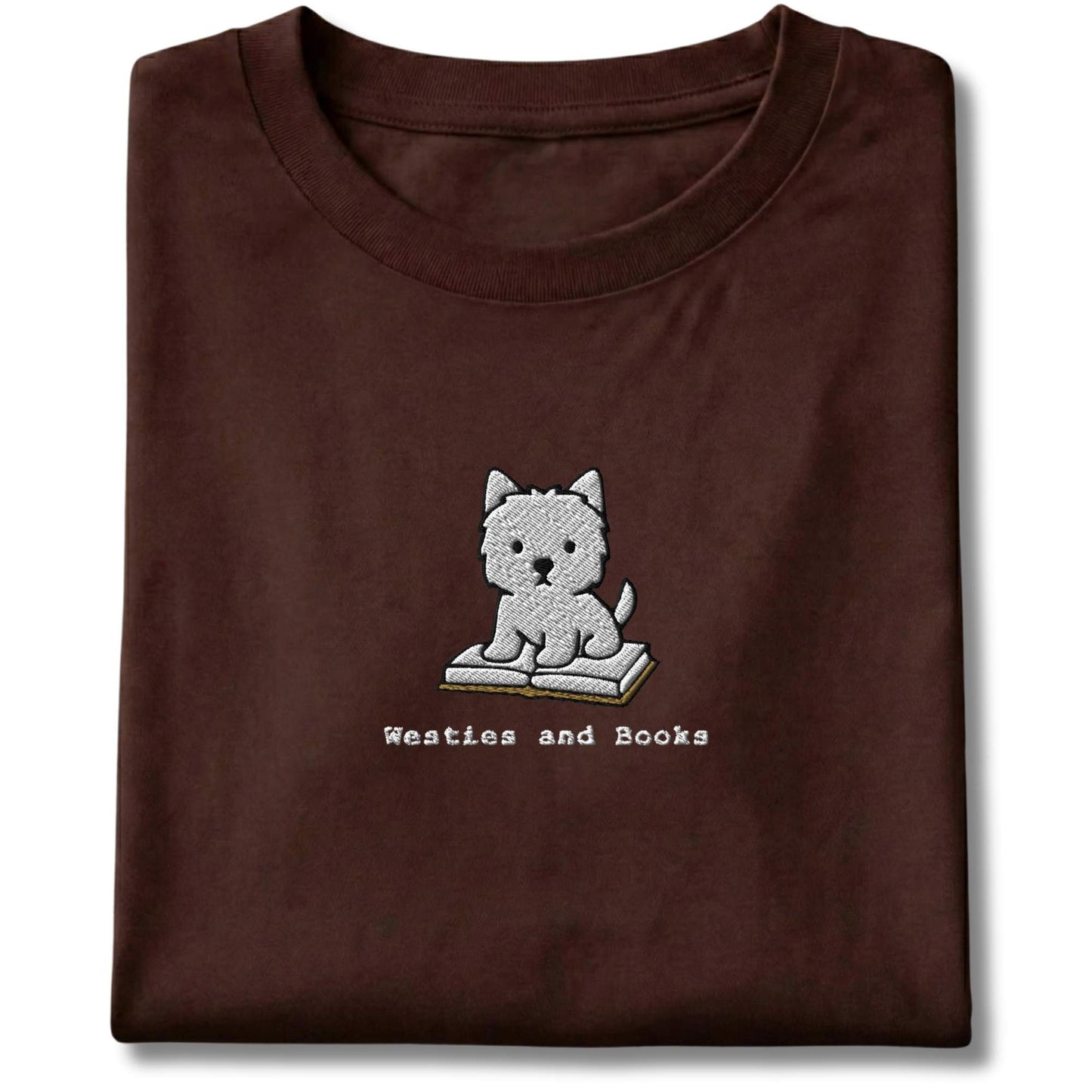 Embroidered Westies and Books Tee