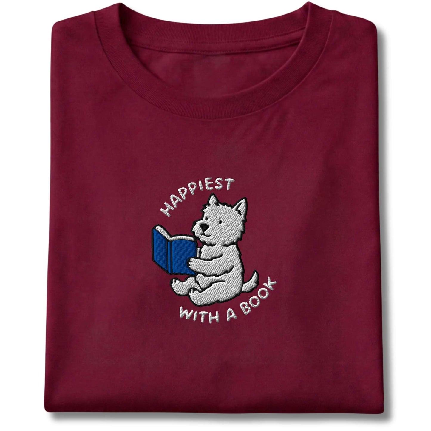 Embroidered Westie With A Book Tee