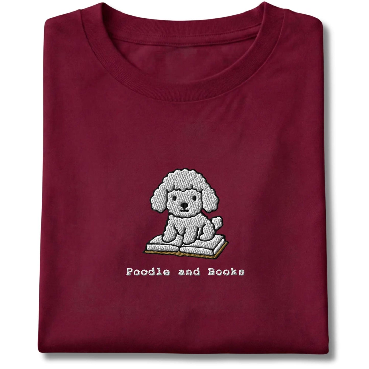 Embroidered Poodle and Books Tee