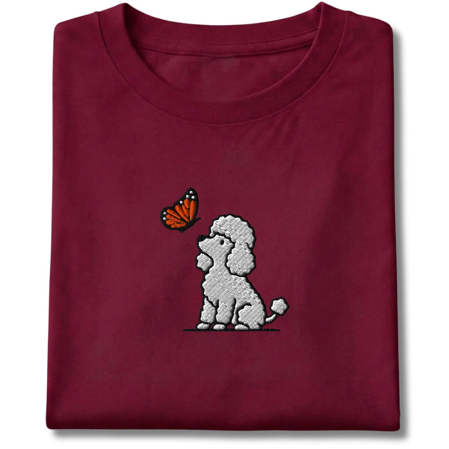 Embroidered Poodle and Butterfly Tee
