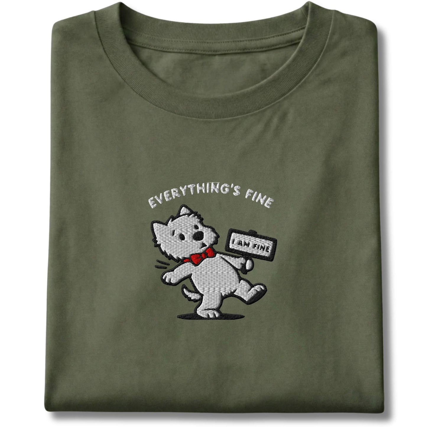 Embroidered Westie Everything's Fine Tee