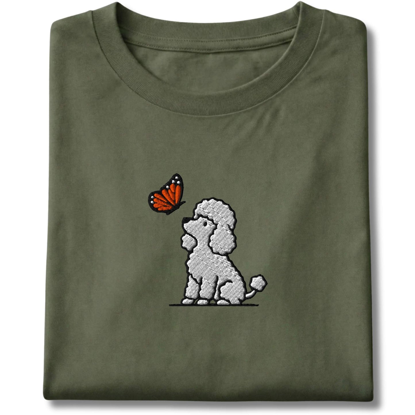 Embroidered Poodle and Butterfly Tee