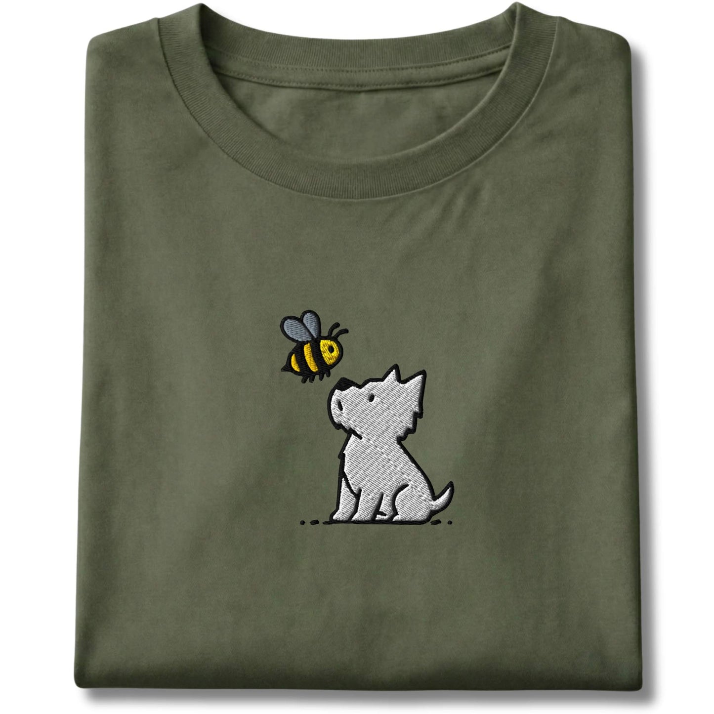 Embroidered Westie and Bee Tee