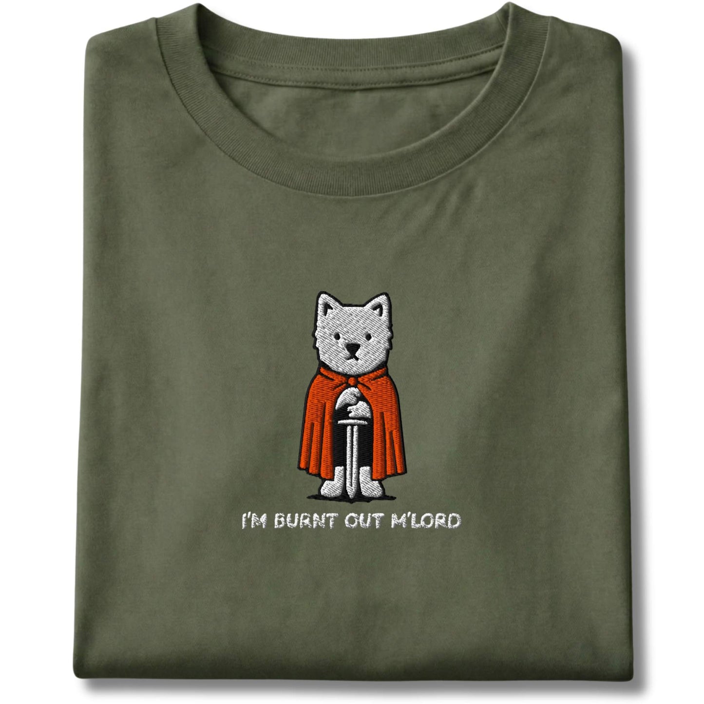 Embroidered Westie I'm Burnt Out M'Lord Tee