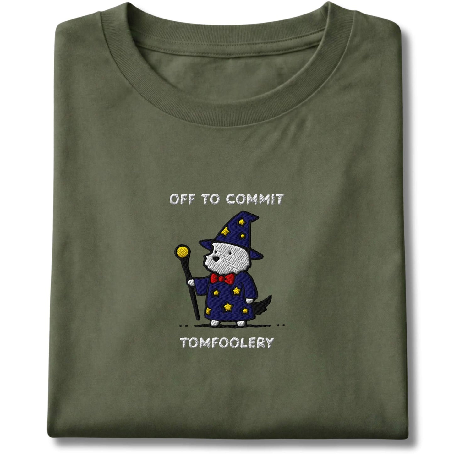 Embroidered Westie Off To Commit Tomfoolery Tee