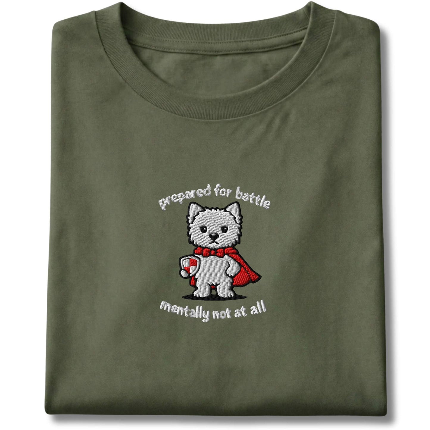 Embroidered Westie Prepared For Battle Tee