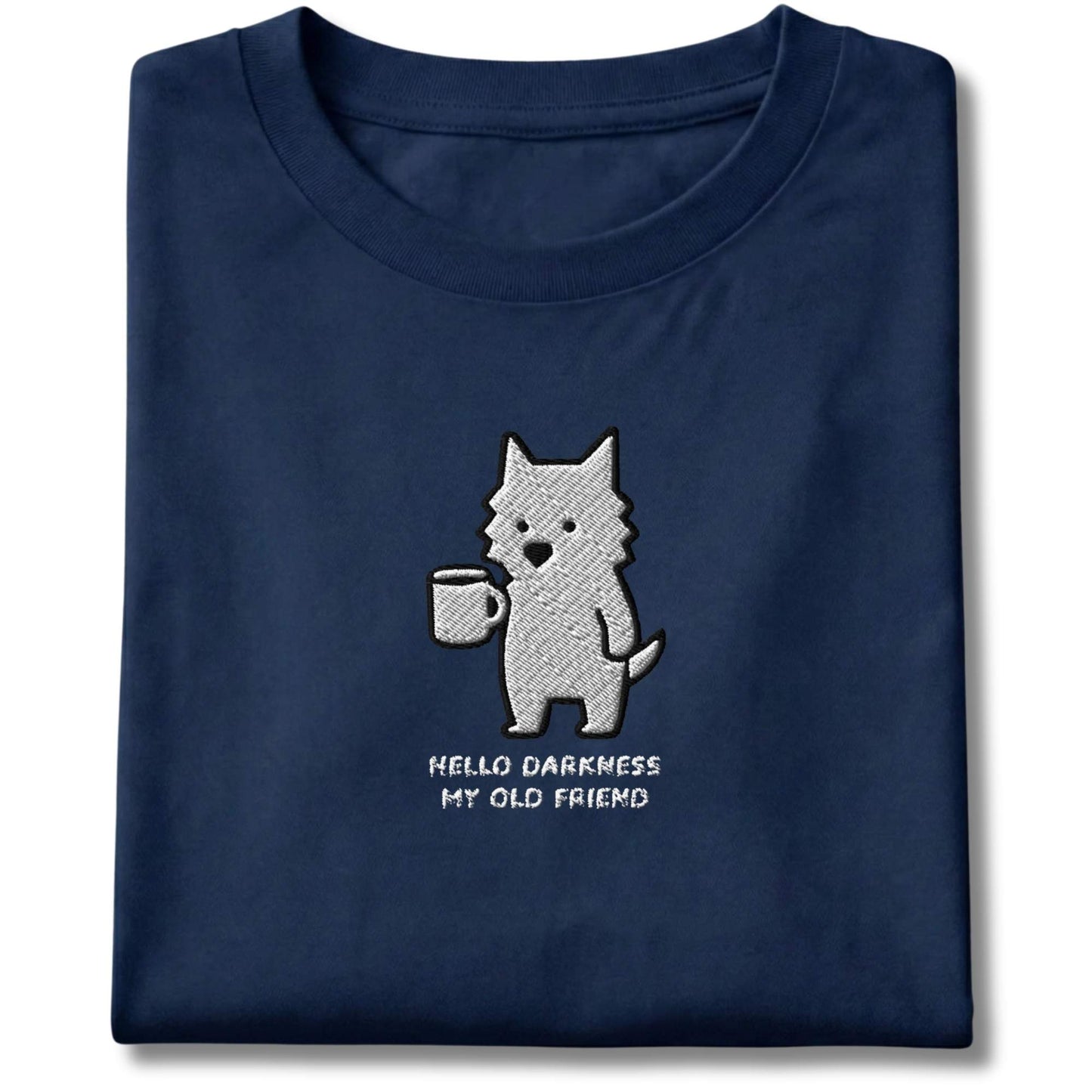Embroidered Westie Hello Darkness My Old Friend Tee