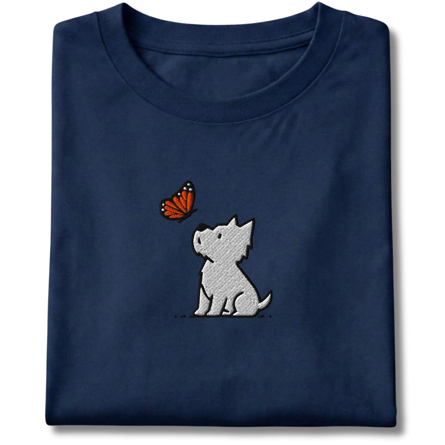 Embroidered Westie And Butterfly Tee