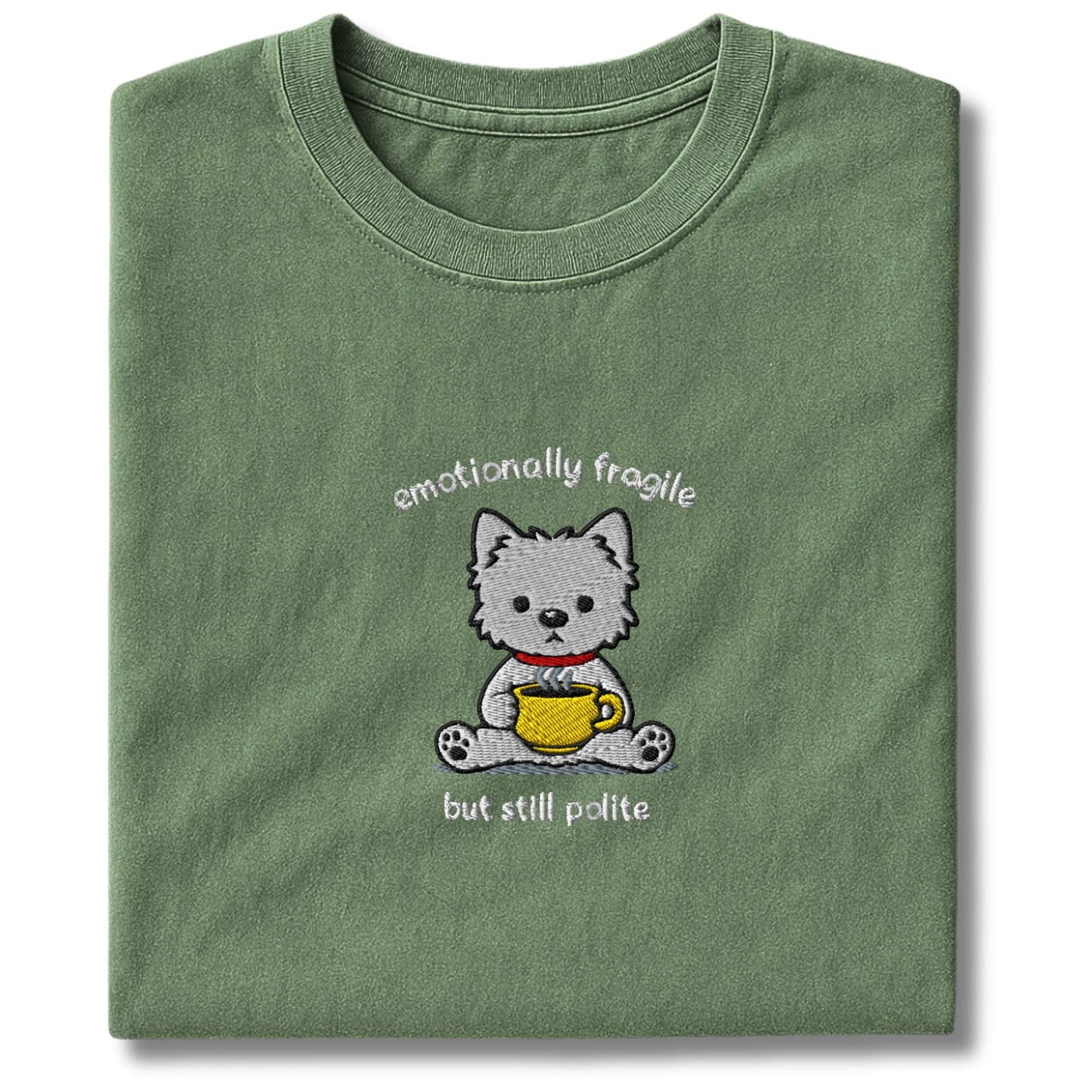 Embroidered Westie Emotionally Fragile T-Shirt