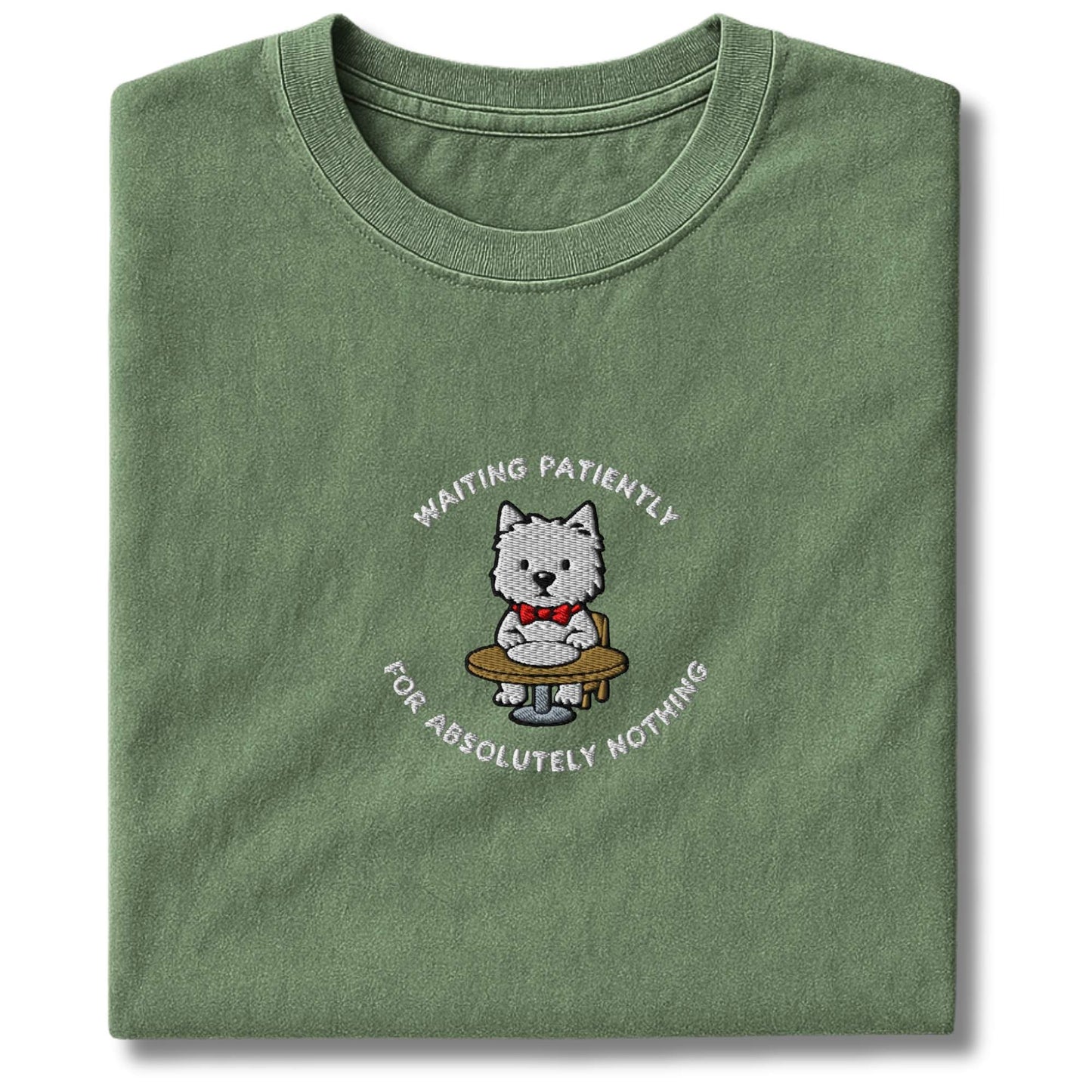 Embroidered Westie Waiting T-Shirt