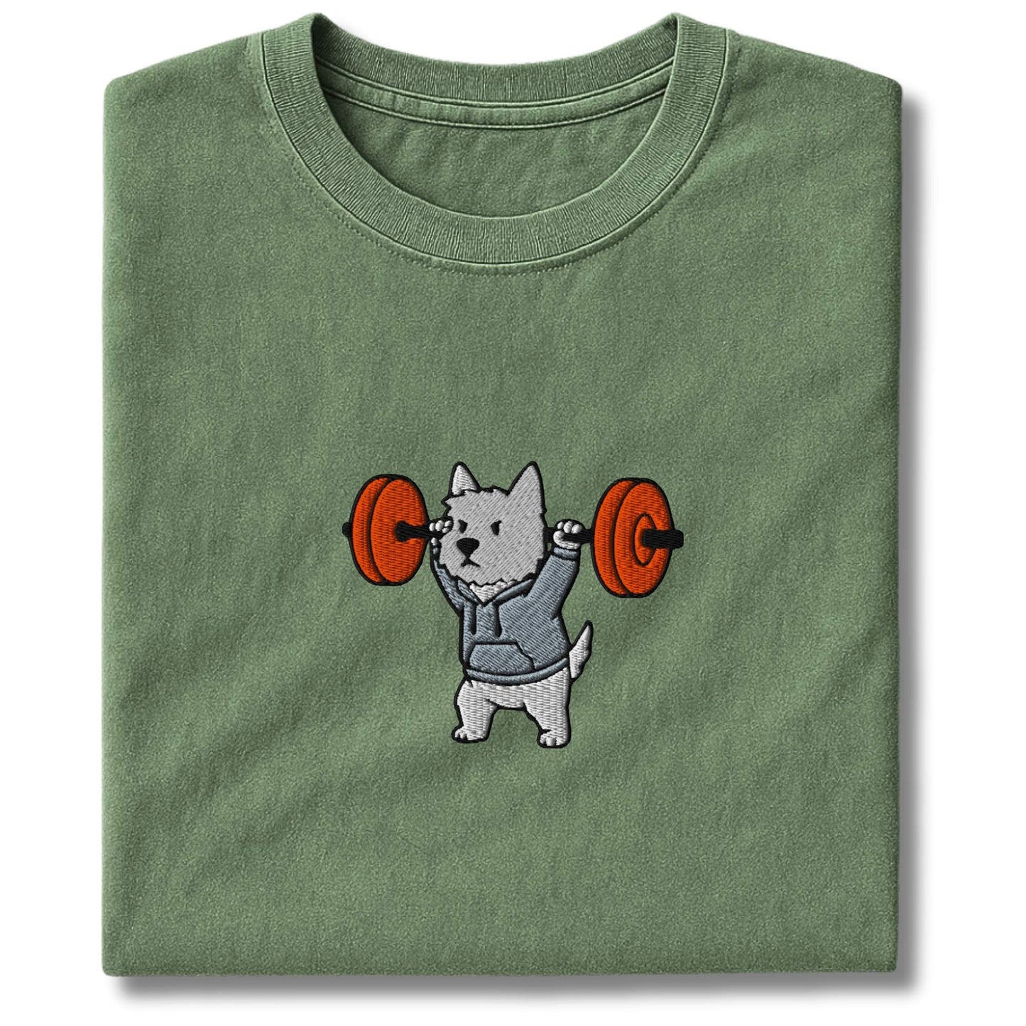 Embroidered Westie Overhead Press T-Shirt