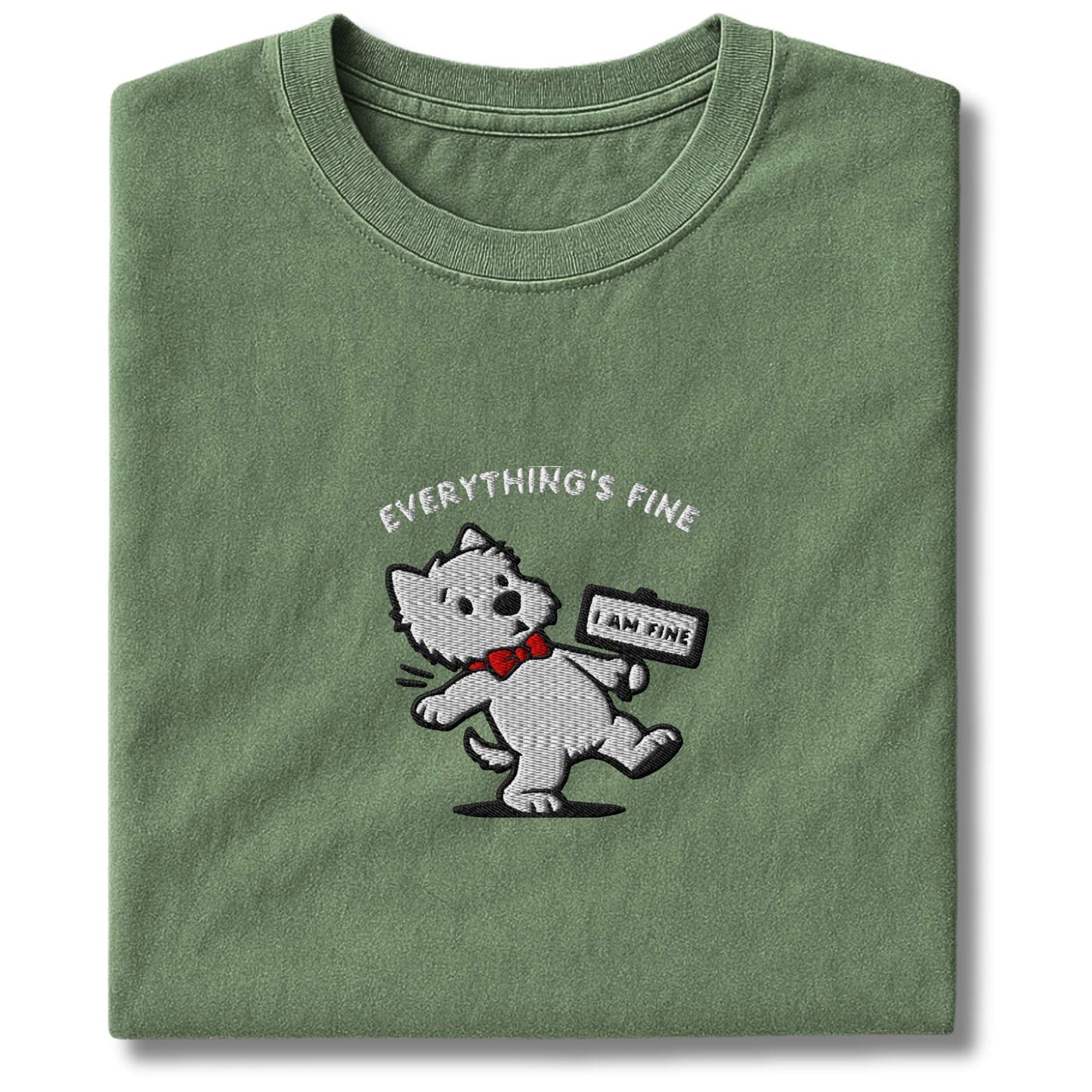 Embroidered Westie Everything's Fine T-Shirt