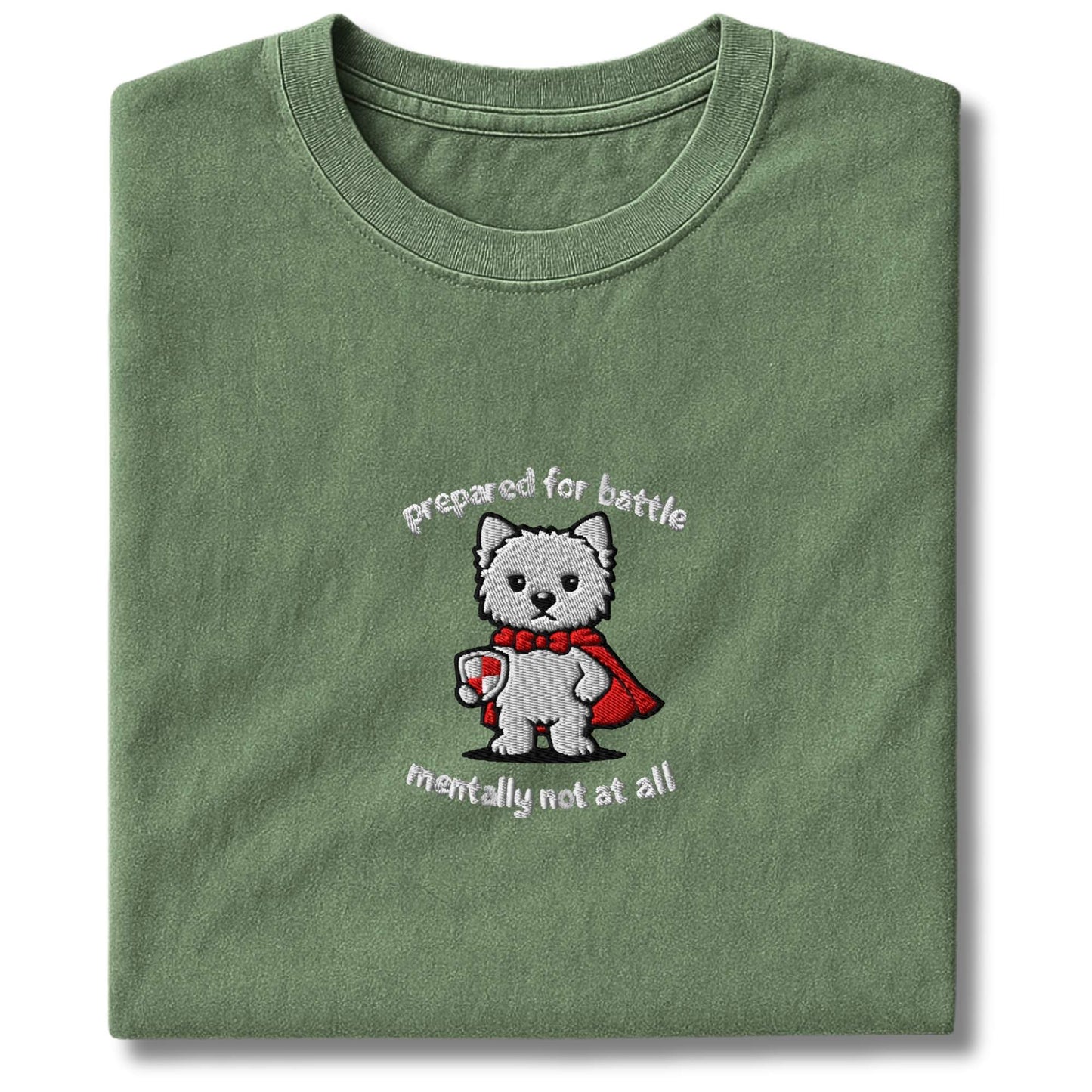 Embroidered Westie Prepared For Battle T-Shirt