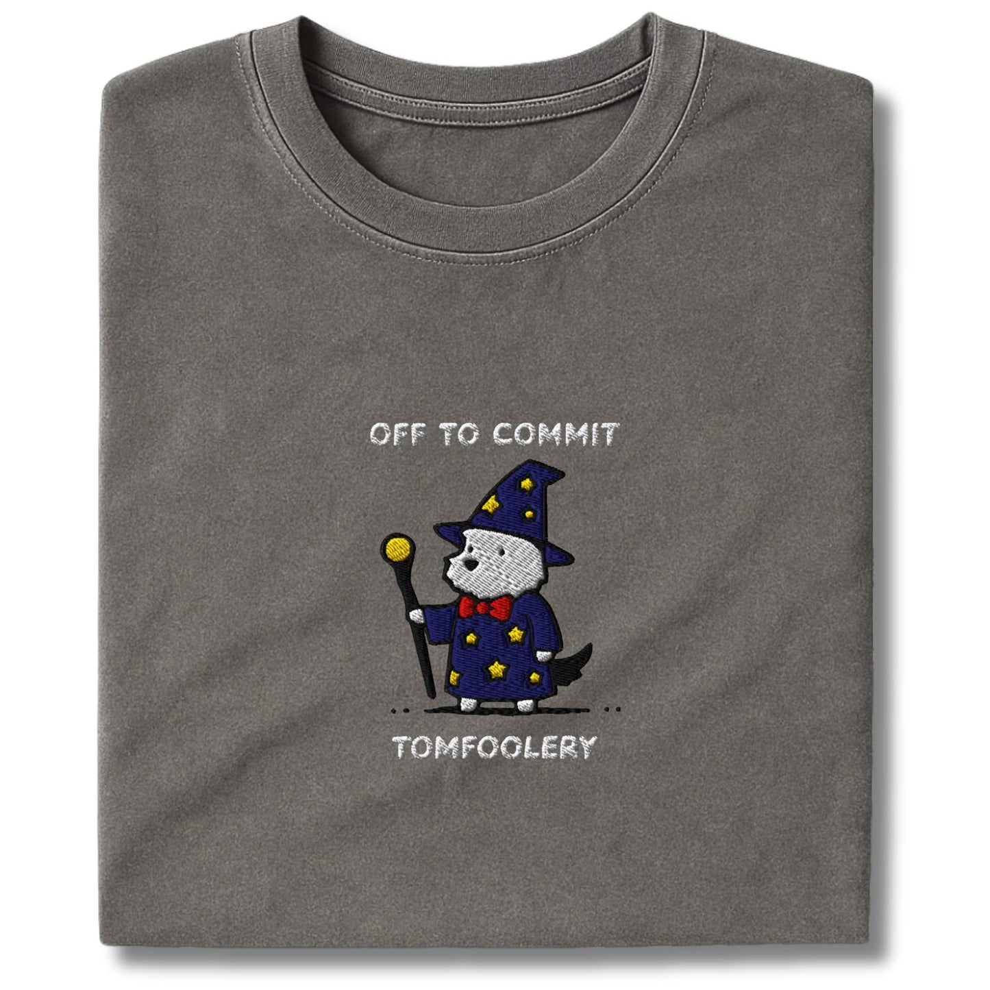 Embroidered Westie Off To Commit Tomfoolery T-Shirt