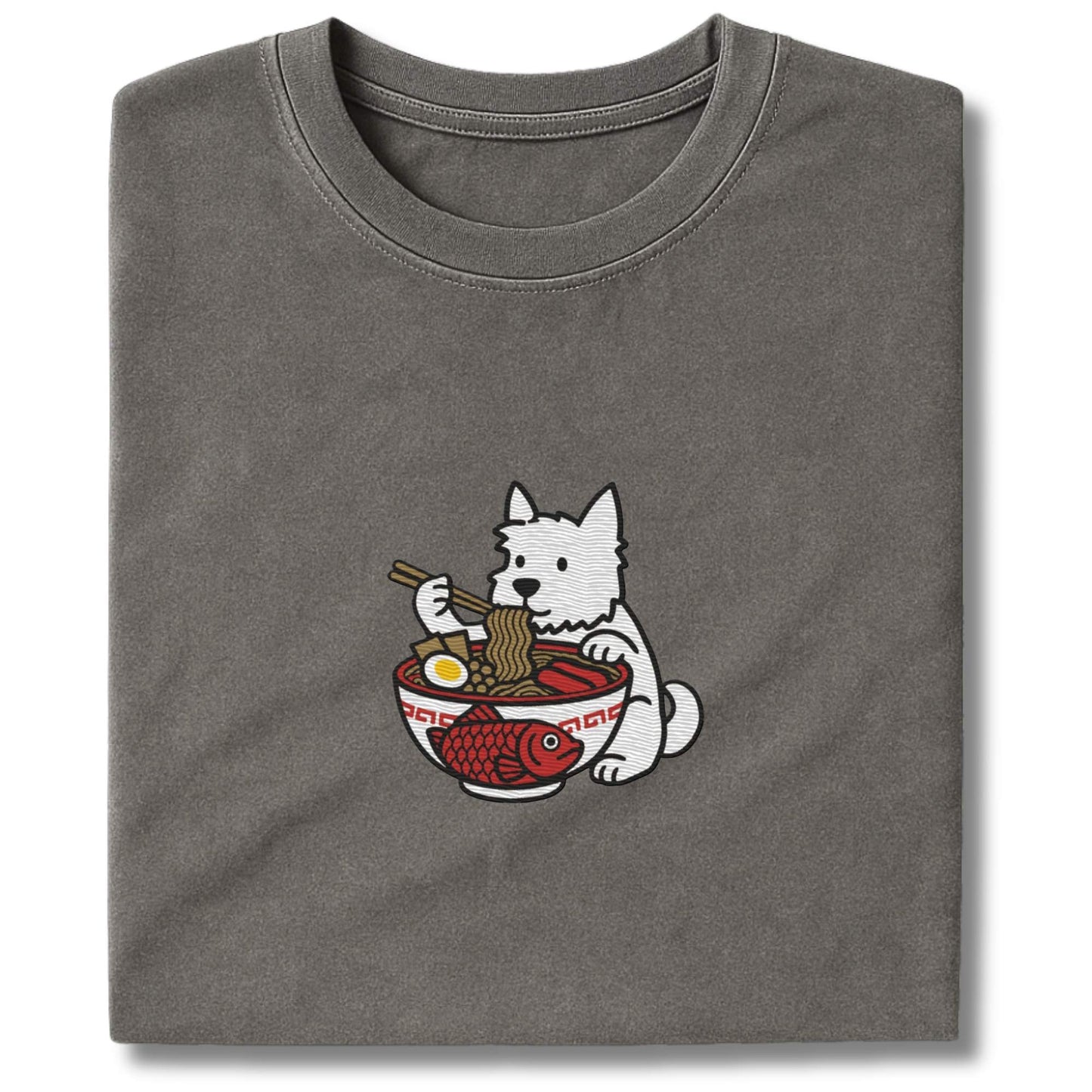 Embroidered Westie Eating Ramen T-Shirt