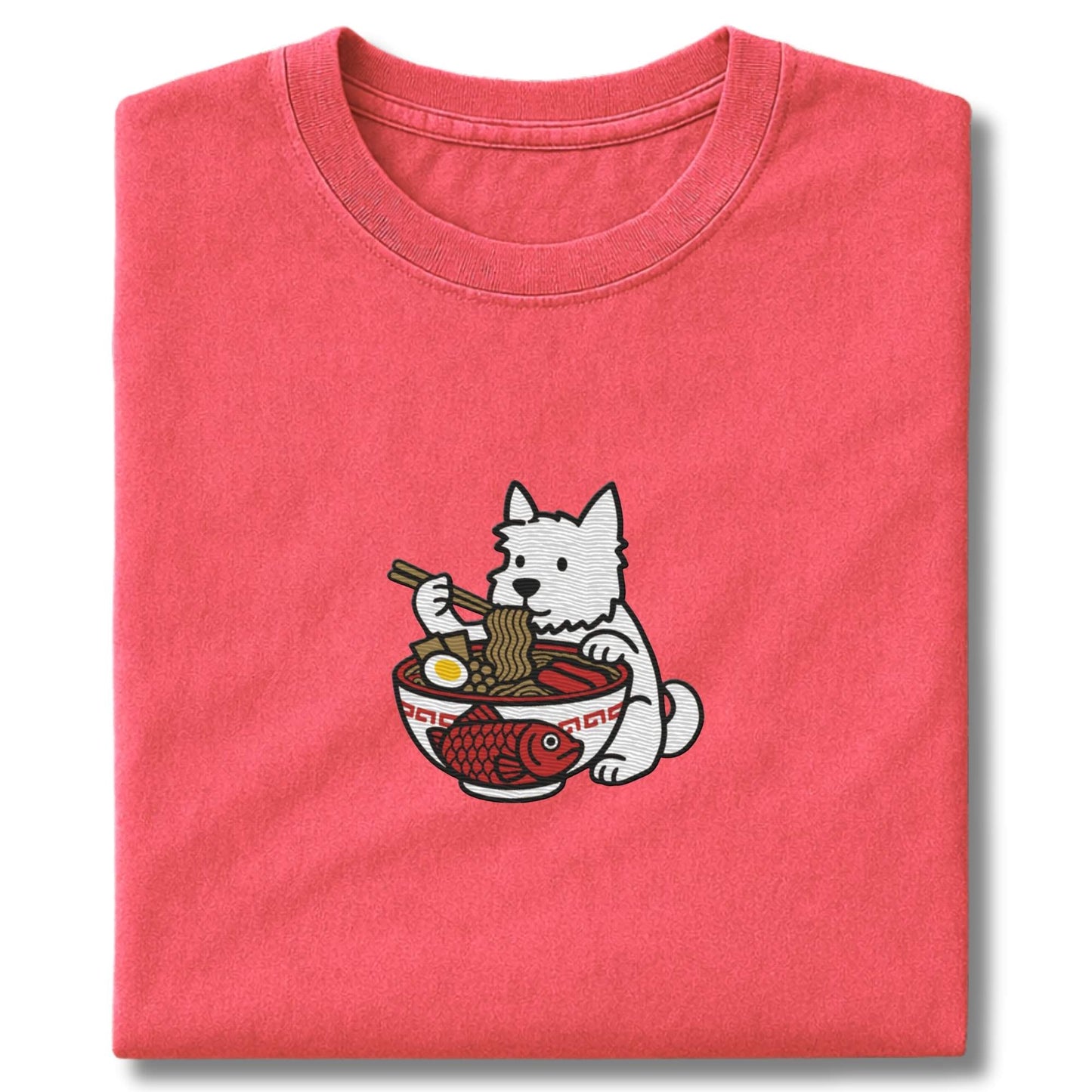 Embroidered Westie Eating Ramen T-Shirt