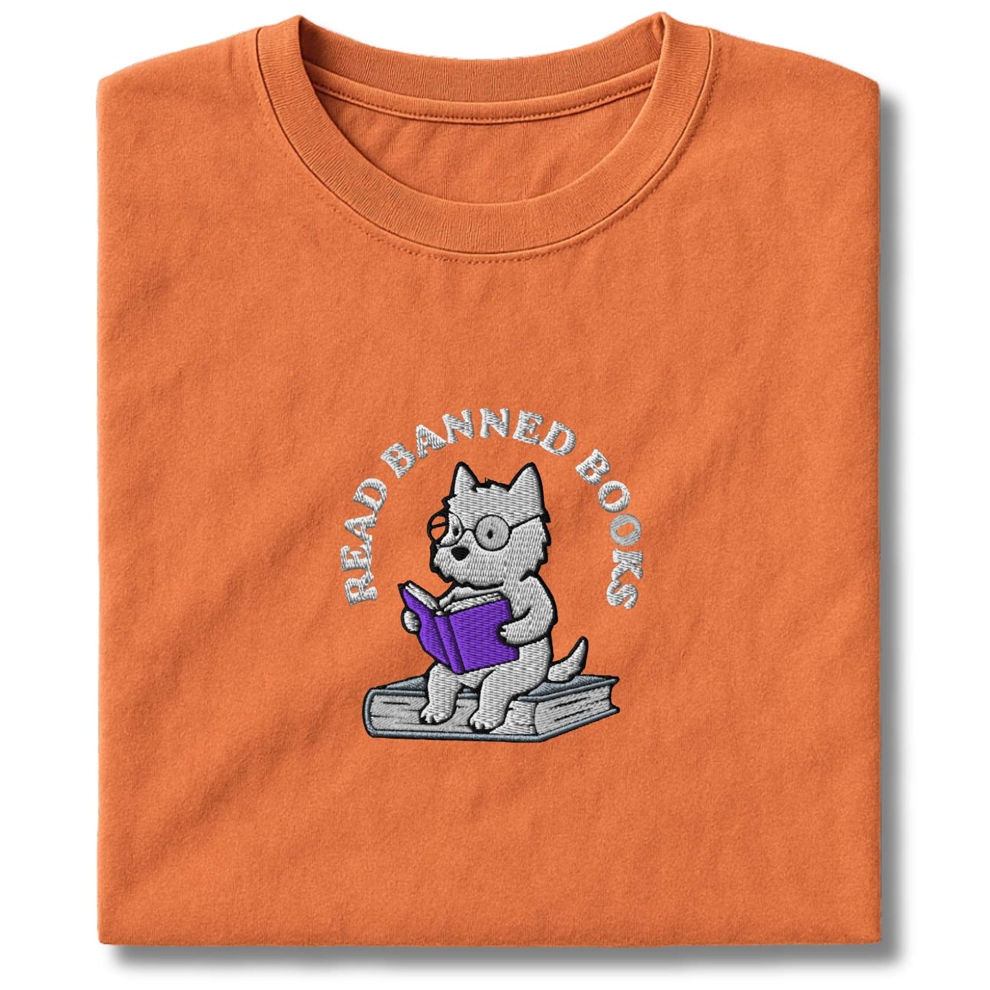 Embroidered westie Read Banned Books T-Shirt