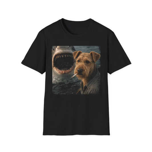 Airedale Terrier and Shark Tee - Black