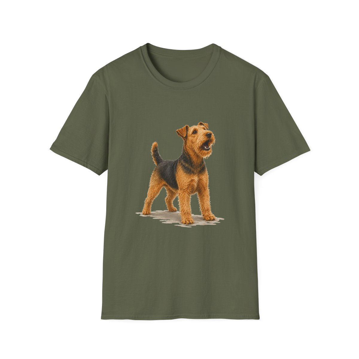 Airedale Terrier Head Of Security Tee - Military Green
