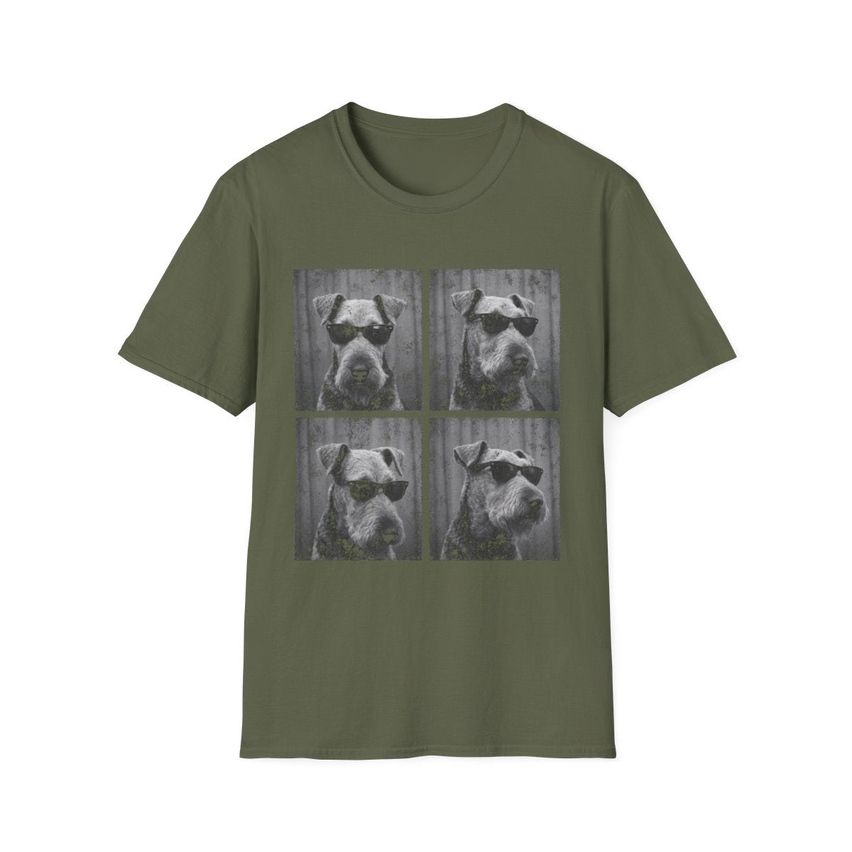 Airedale Terrier Photo Booth Tee - Military Green