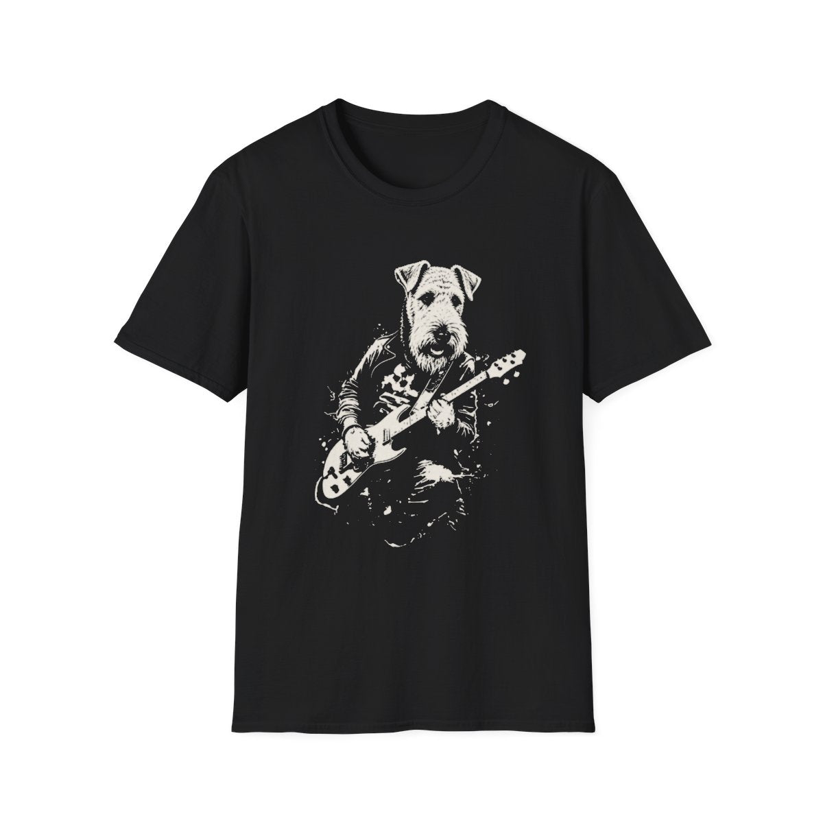Airedale Terrier Rocking Guitar Tee - Black