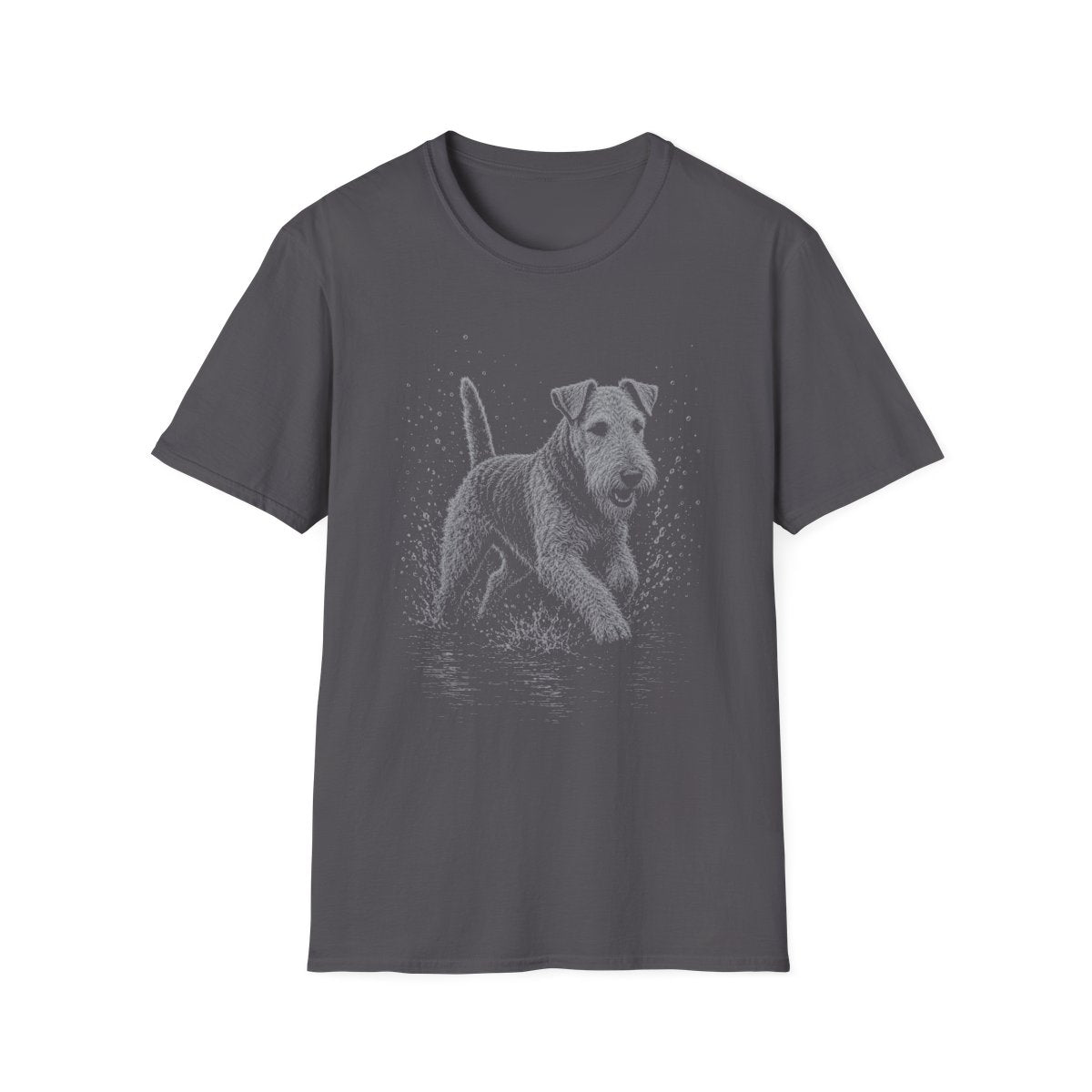 Airedale Terrier Water Run Tee - Charcoal