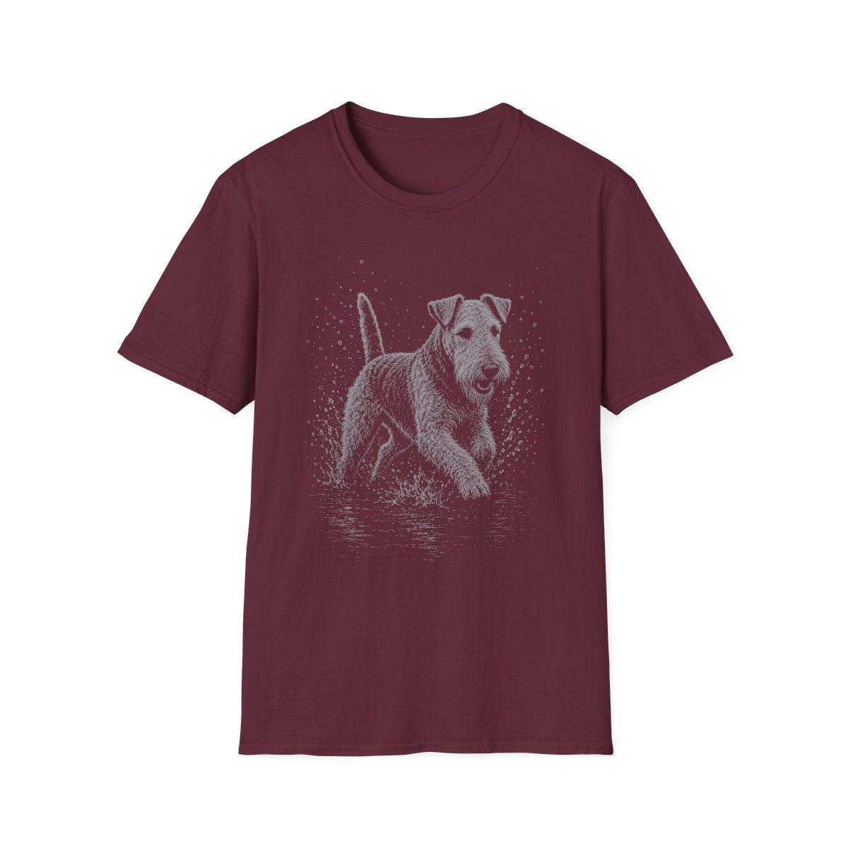 Airedale Terrier Water Run Tee - Maroon