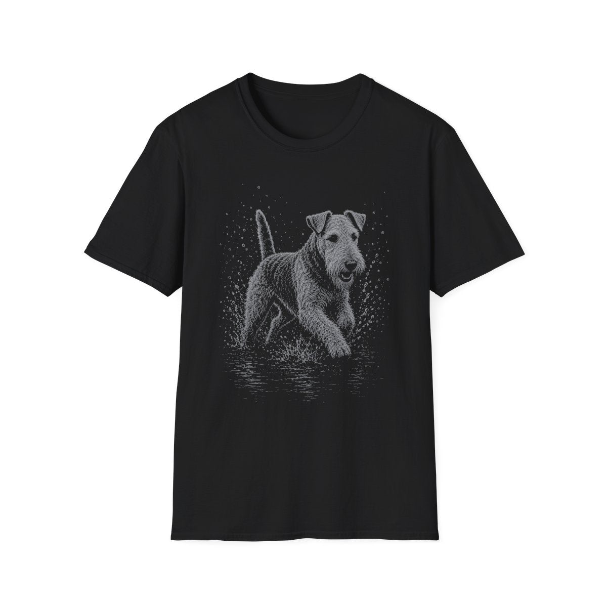 Airedale Terrier Water Run Tee - Black