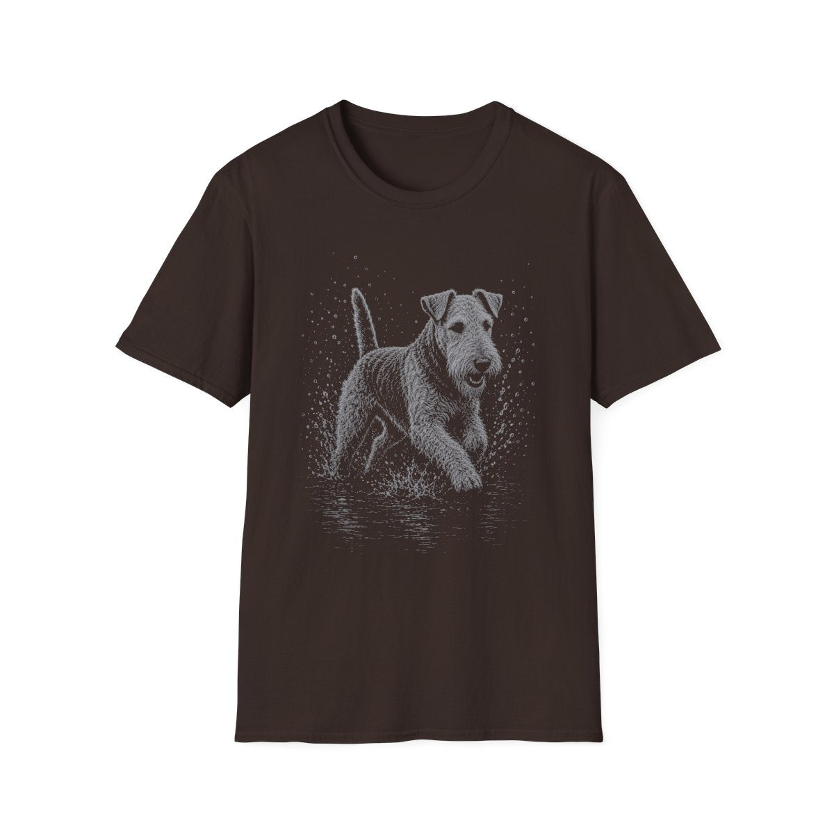 Airedale Terrier Water Run Tee - Dark Chocolate