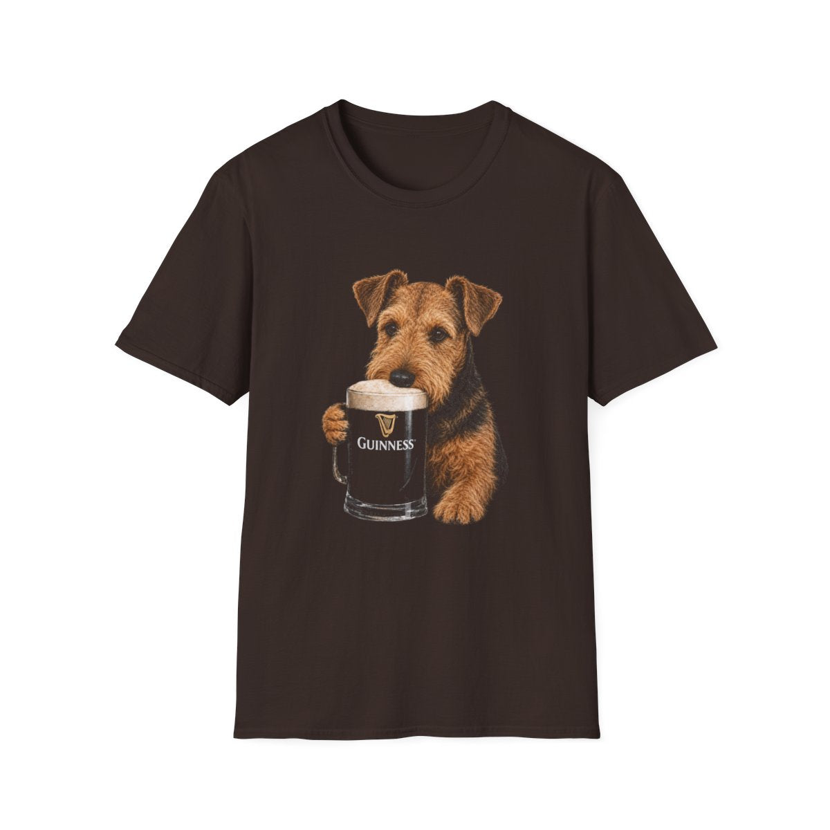 Airedale Terrier With A Pint Tee - Dark Chocolate